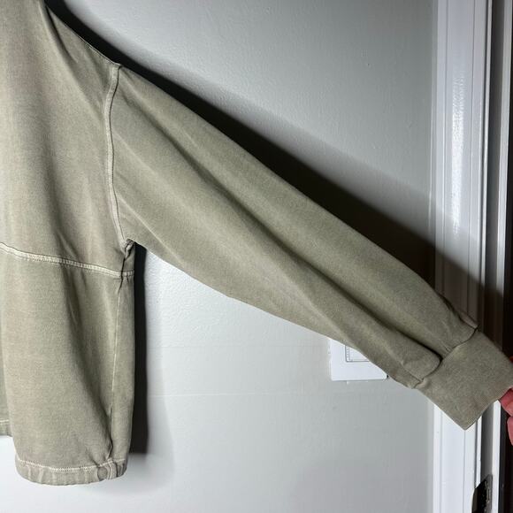 Old Navy Garment-Dyed Mock Neck Henley Sweatshirt Green Crop Drawstring Women S - Picture 5 of 10